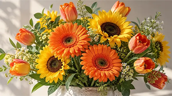 Bouquet estivo con gerbere e girasoli