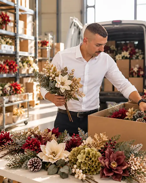 agente floraltrend si accinge a esporre la collezione natalizia