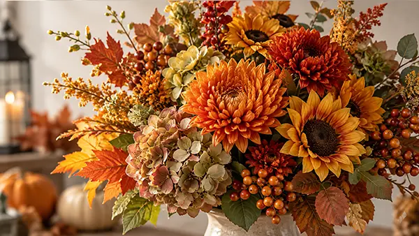 bouquet fiori artificiali autunnali
