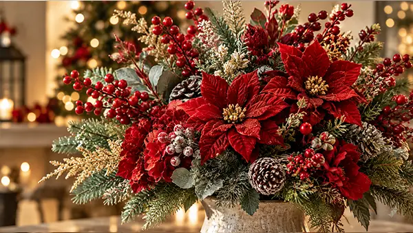 bouquet fiori artificiali natalizi